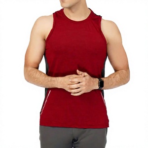Débardeur de sport léger pour homme, séchage rapide, col rond, uni, 100 % coton, avec logo frontal - Product Image 1