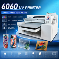 Imprimante UV DTF 6060 compacte CMYK avec vernis blanc pour impression sur supports plats et cylindriques (tasses, coques de téléphone, acrylique, métal, verre)