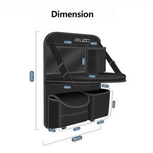Organisateur de siège arrière de voiture personnalisé en usine avec plateau, table de voiture pliable pour appuie-tête de siège arrière avec grandes poches en cuir imperméable - Product Image 5