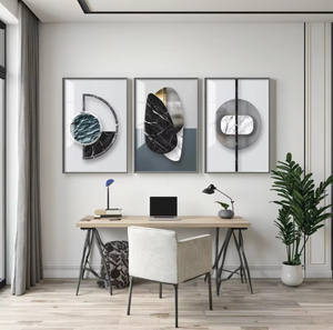 Tríptico moderno para sala de estar, comedor, cocina, cristal, porcelana, arte de pared, <span class=keywords><strong>cuadro</strong></span> abstracto personalizado, pintura decorativa impresa - Product Image 3