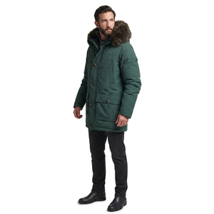 Men's Custom Autumn <b>Warm</b> Windbreaker <b>Jacket</b> Plus Size New Design Fashion Style with Stand Collar Hooded <b>Waterproof</b> 100% Cotton - Product Image 1