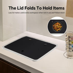 HOMFUL Lavabo per Camper Marino in Acciaio Inox con Rubinetto Pieghevole e Coperchio in Vetro Temperato per Roulotte - Product Image 2