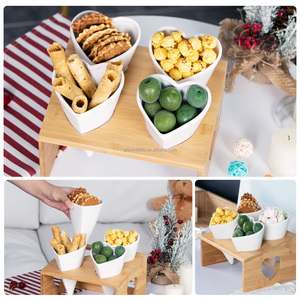 Conos Individuales de Cerámica en Forma de Corazón, Plato de Cerámica <span class=keywords><strong>Blanco</strong></span> para Servir Bocadillos, Frutos Secos, Estación de Aperitivos de Cerámica en Forma de Corazón - Product Image 6