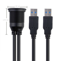 Câble USB 3.0 double port pour montage encastré dans la voiture, adaptateur USB pour montage sur tableau de bord, câble d'extension mâle vers femelle