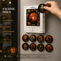Regalo de Halloween, Lámpara Nocturna DIY OEM, 9 Discos de Vinilo Intercambiables, Altavoz de Audio, Reproductor de Música con Disco Giratorio NFC, Imán para Refrigerador