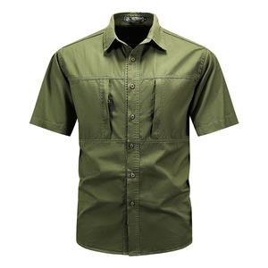 <span class=keywords><strong>Chemise</strong></span> d<span class=keywords><strong>éco</strong></span>ntractée pour <span class=keywords><strong>homme</strong></span> en twill à manches courtes, unie, respirante, séchage rapide, <span class=keywords><strong>éco</strong></span>logique, idéale pour les activités estivales en extérieur - Randonnée, Chasse - Product Image 3