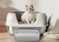 Kotak Pasir Kucing Stainless Steel Shenzhen Classic Tahan Lama, Ukuran Besar, Dapat Disesuaikan, Mudah Dibersihkan, Dilengkapi Sekop Plastik, Toilet Anak Anjing