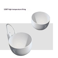 Vasque en céramique ronde modèle 8161 390x390x250mm, lavabo à poser sur comptoir pour salle de bain, idéal pour hôtels et rénovation de maisons