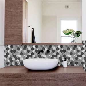 <span class=keywords><strong>Carrelage</strong></span> mural hexagonal noir et <span class=keywords><strong>blanc</strong></span> <span class=keywords><strong>Carrelage</strong></span> à peler et coller en <span class=keywords><strong>vinyle</strong></span> 3D pour salle de bain - Product Image 3