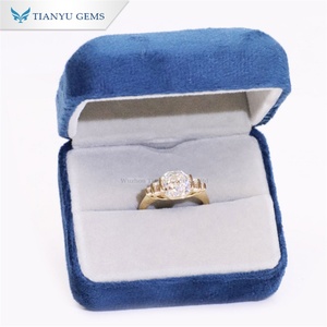 Tianyu Gems personalizado 14K/18k oro amarillo sólido Moissanite anillo Asscher corte compromiso diamante anillo para dama - Product Image 1
