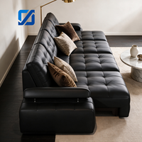 Modernes Echtleder-Elektrosofa Verwandelbares Ausziehbares Weiches Ferngesteuertes Relaxsofa Multifunktionales Wohnzimmer-Sofa