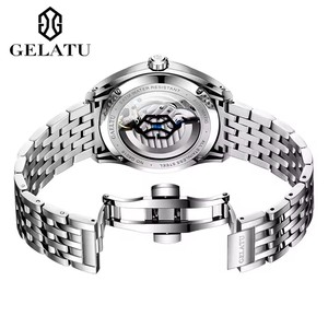 Montre mécanique automatique GELATU Dragon gravé pour homme, en acier inoxydable, étanche, de luxe, haute qualité, avec aiguilles - Product Image 4