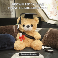 En gros Ours en peluche en coton PP super doux de 7 pouces avec chapeau de docteur, cadeau de remise de diplôme, jouet de bureau apaisant