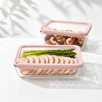 Boîte à lunch en verre borosilicate hermétique, fabriquée directement en usine, avec couvercles anti-fuite, compatible micro-ondes, récipient de préparation des repas pour les distributeurs