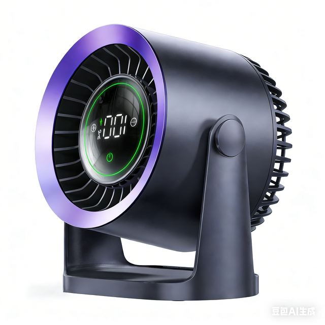 Multifunctional Rechargeable USB Powered Plastic Desk Fan LED Display 90 Degree Horizontal Oscillation Foldable Design Brushless