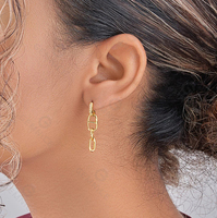 Boucles d'oreilles pendantes Gemnel Trend en laiton plaqué or 18 carats avec pavé de zirconiums, chaîne à maillons, style minimaliste, forme nez de cochon et grain de café pour femme