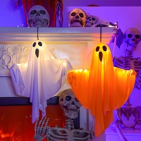 Decoración de Halloween: Guirnalda de luces LED de colores con sombrero de mago, fantasma y calabaza, con interruptor manual y funciona con pilas, para un ambiente de terror festivo.
