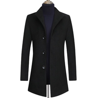 Veste Trench en Mélange de Laine pour Homme avec Col Montant et Manches Longues Style Business Grande Taille pour l'Hiver
