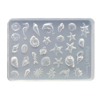 1 pièce Moule à ongles en silicone thème Océan d'été, Moules de manucure en gel 3D, Breloques coquillage, conque, étoile de mer, Fournitures, Gabarits réutilisables