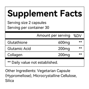 Capsules de L-Glutathion 500mg à Marque Blanche OEM – Complément Antioxydant Éclaircissant et Blanchissant pour la Peau – Certifié GMP – Vente en Gros - Product Image 2