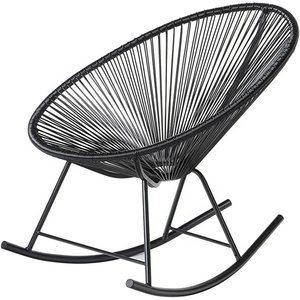 Fauteuil à <span class=keywords><strong>bascule</strong></span> moderne <span class=keywords><strong>Acapulco</strong></span>, structure en acier, <span class=keywords><strong>chaise</strong></span> à <span class=keywords><strong>bascule</strong></span> en rotin portable, <span class=keywords><strong>chaise</strong></span> longue d'extérieur pour usage en villa - Product Image 4