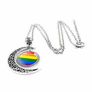 En gros Gay Pride Bijoux Cabochon Cristal Croissant de <span class=keywords><strong>Lune</strong></span> Arc-En-Ciel Lgbt Pendentif <span class=keywords><strong>Collier</strong></span> 2021 Arc-En-Ciel <span class=keywords><strong>Collier</strong></span> Ras Du Cou - Product Image 5