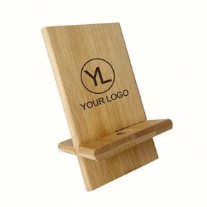 Soporte de Bambú Desmontable para Teléfono Móvil con Logotipo Personalizado, Ecológico y Promocional, con Orificio de Carga - Product Image 1