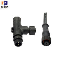 Connecteur en T en plastique 2 broches 3 voies industriel circulaire solide mâle femelle aviation IP67 étanche M12