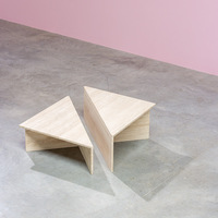 Table basse en marbre de style café, ensemble de 2 pièces, table basse en marbre de luxe, table basse triangulaire en travertin