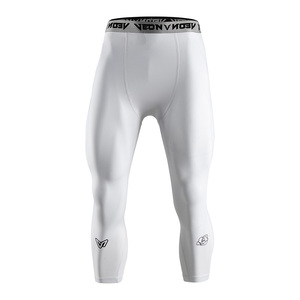Pantalon de compression 3/4 pour hommes avec logo personnalisé, faible MOQ, respirant, séchage rapide, pour gym, fitness, athlétisme, course à pied, type capri, vente en gros, direct usine - Product Image 2