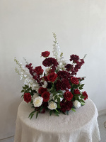 F118 Centre de table en soie artificielle jaune, boules de fleurs d'hortensia et de roses, chemin de table pour allée de mariage, décoration pour fêtes, hôtels et mariages