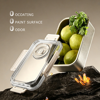 Boîte à lunch bento en titane pur, écologique, portable, anti-fuite, pour enfants et adultes, avec date, conteneur de stockage alimentaire pour enfant