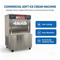 Machine à glace molle commerciale Tolcat à 7 têtes, machine à glace à pré-refroidissement automatique pour desserts d'été de haute qualité