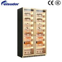 Armoire à cigares encastrée à double porte avec température et humidité constantes, bar à glace et armoire intégrée pour vin rouge