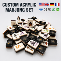 Jeu de Mahjong américain en acrylique 160 pièces avec supports de cartes, logo personnalisé gravé au laser, cadeau haut de gamme pour femme, maman, vente en gros
