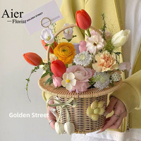 Aierflorist – Panier à fleurs en rotin naturel, moderne, étanche, durable, avec poignée, pour la maison et le jardin, vente en gros, faible MOQ