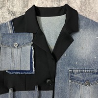 8505/FANMAJIALIE Nouvelle Veste en Jean Tendance pour Femme, Design Original, Style Urbain, avec Tissu Technologique Lavé
