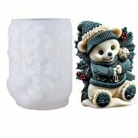 Moule en silicone M63282 pour bougie en cire en forme d'ours de Noël, mignon dessin animé, moule en gypse pour bougie aromatique