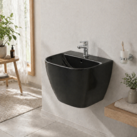 Lavabo mural en céramique moderne avec trou pour robinet simple et drain pour salle de bain d'hôtel et d'école