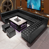 Canapé de salle de danse haut de gamme, canapé en U personnalisé pour KTV, canapé de bar karaoké et table basse LED pour boîte de nuit