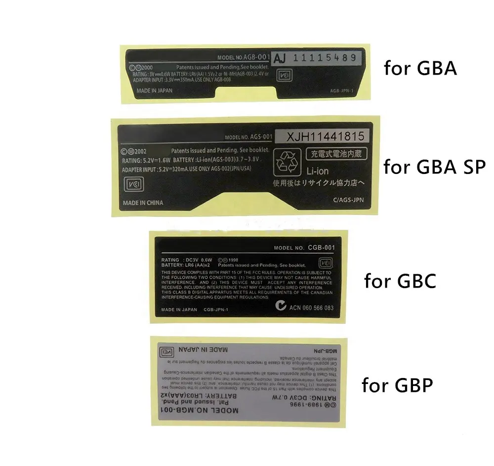 Nieuwe Label Terug Sticker Vervanging Voor Gameboy Advance Sp Voor Gba/Gba Sp/Gbc/Gbp Game Console