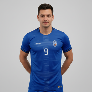 HOSTARON Maglia da <span class=keywords><strong>Calcio</strong></span> Personalizzata per Adulti, Blu a Maniche Corte, Taglie Grandi, <span class=keywords><strong>Bianca</strong></span> e Oro, Completo da <span class=keywords><strong>Calcio</strong></span> - Product Image 1