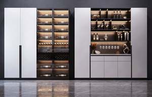 High-End Modern Dining Room Furniture Sideboard Custom Size <b>Wine</b> <b>Cabinet</b> Red <b>Wine</b> <b>Storage</b> Chongqing Factory - Product Image 3