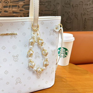 Wowei <span class=keywords><strong>Porte</strong></span>-fleurs en acrylique exquis Perles éclatantes Chaîne de téléphone perlée <span class=keywords><strong>Porte</strong></span>-clés Pendentif de sac mignon Cadeau de voiture - Product Image 4