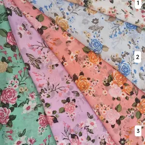 Thời Trang Hoa 100% Polyester Cao Cấp Ngọc Trai Voan In Chất Liệu Với Giá Rẻ Giá - Product Image 1