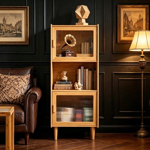 Bookshelf With Doors 3 Compartments Storage <b>Cabinet</b> For <b>Living</b> <b>Room</b> Bedroom Floor Standing - Product Image 3