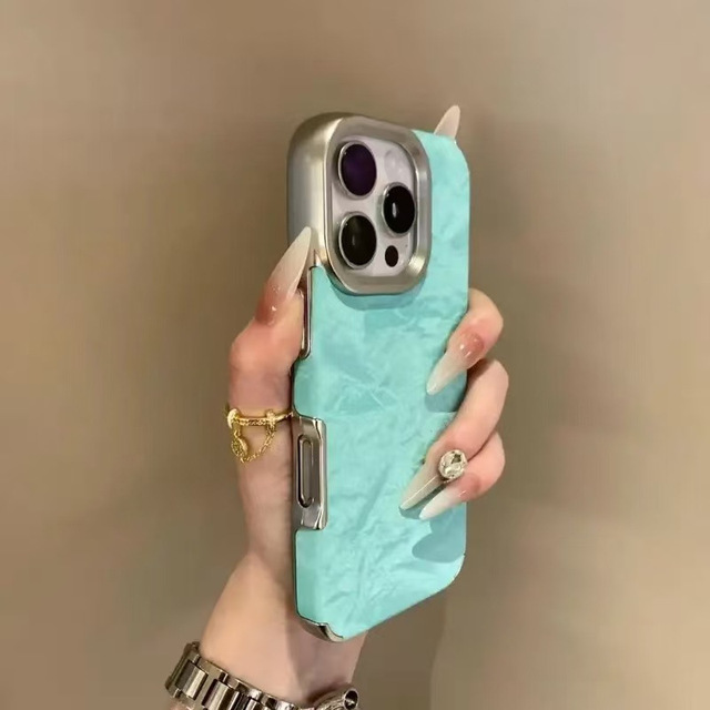 Luxury TPU PU Hybrid Electroplated Matte Texture Shockproof Bumper Cover Phone Case for iPhone 17 16 15 Pro Max 14 13 Plus 12