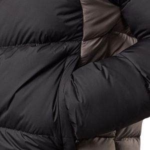 Veste matelassée à capuche pour homme, noire et gris pierre, avec blocs de couleur, fermeture éclair intégrale, isolée, coupe-vent et thermique, pour l'hiver - Product Image 5