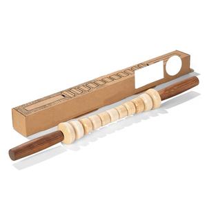 Wellshow Sport Fascia Bar Roll Rodillo de masaje de madera con mango Masajeador de espalda Fascia Rod para relajación muscular - Product Image 1