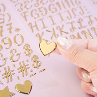Autocollants personnalisés avec chiffres et lettres, feuille d'or, métal gonflé en mousse 3D, autocollant étanche de l'alphabet pour scrapbooking décoratif, bricolage